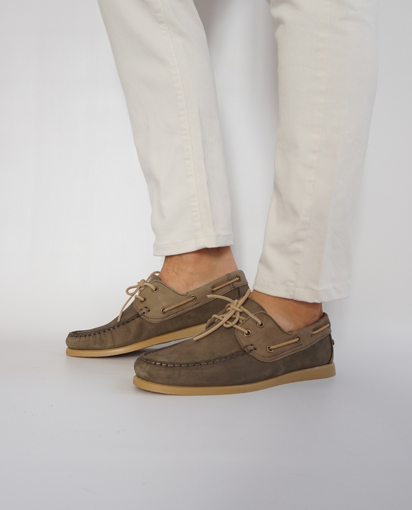 Kaki Nubuck Boat Shoes