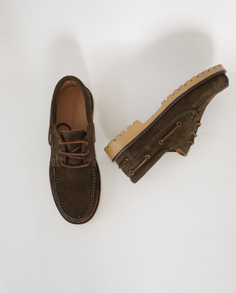 Green Suede Winter Boat Shoes
